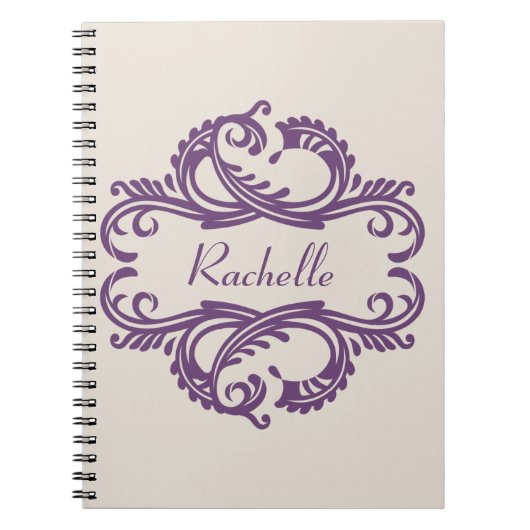 Paars Chic Damask Notitieboek (Voorkant)
