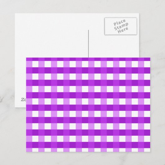  Paars Chic Gingham Gingham Gecontroleerd Fabric P Briefkaart (Voorkant / Achterkant)