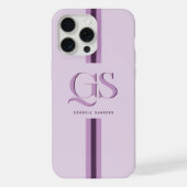 Paars | Chic Strepen Monogram iPhone Hoesje (Achterkant)