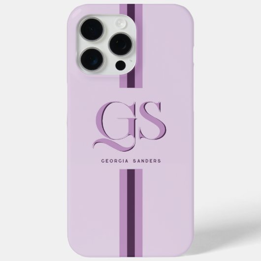 Paars | Chic stripes monogram Case-Mate iPhone Case (Achterkant)