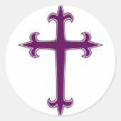 Paars Christelijk kruis Ronde Sticker (Voorkant)