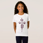Paars Christelijk kruis T-shirt (Voorkant volledig)