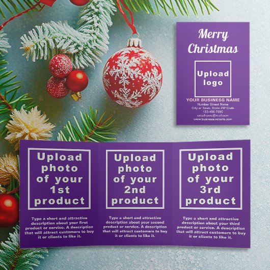 Paars | Christmas | Business Trifold Kaart