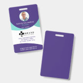 Paars cirkelontwerp  | Medische foto-id & Logo Badge (Voor- en achterkant)