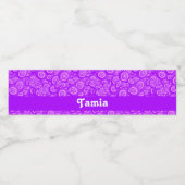 Paars cirkelpatroon van stippen waterfles etiket (Enkel label)