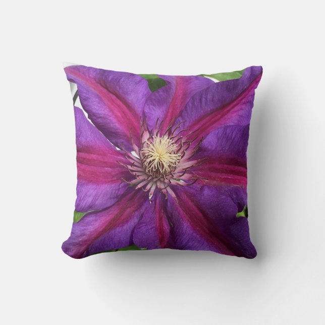 Paars Clematis Blossom Kussen (Voorkant)