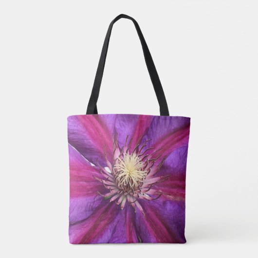 Paars Clematis Blossom Tote Bag (Achterkant)