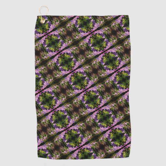 Paars Clematis Flowers Abstract Patroon Golfhanddoek (Voorkant)