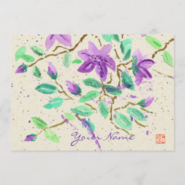 Paars Clematis-Waterverf waswassen Kaart
