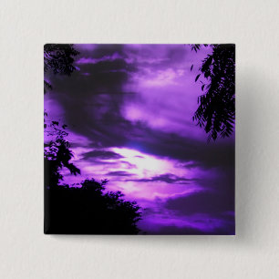 Paars Clouded Sky Vierkante Button 5,1 Cm