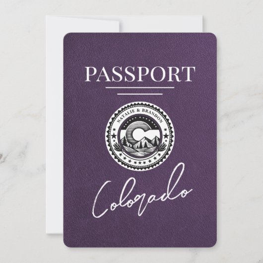 Paars Colorado Paspoort Save The Date (Voorkant)