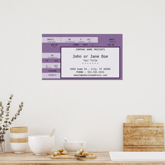 paars concertkaartje poster (Keuken)