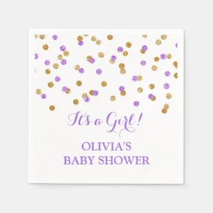 Paars Confetti Baby shower Servetten