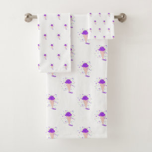 Paars Confetti Ijsje Kegel Patroon Bad Handdoek