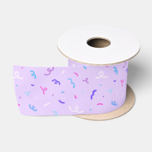 Paars Confetti Patroon Satijnen Lint