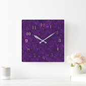 Paars confetti vierkante klok (Huis)