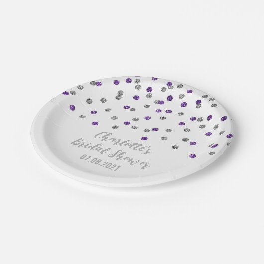 Paars Confetti Vrijgezellenfeest Bord (Gekanteld)