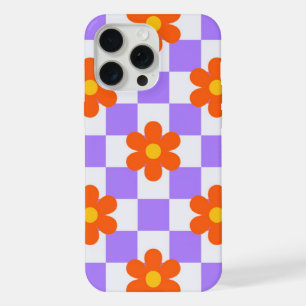 Paars controlepatroon met Oranje hippieventilator iPhone 15 Pro Max Case