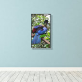 Paars-Crested Turaco Canvas Afdruk (Insitu (Houten vloer))