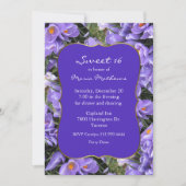 Paars Crocus Sweet 16 Birthday Uitnodiging (Voorkant)