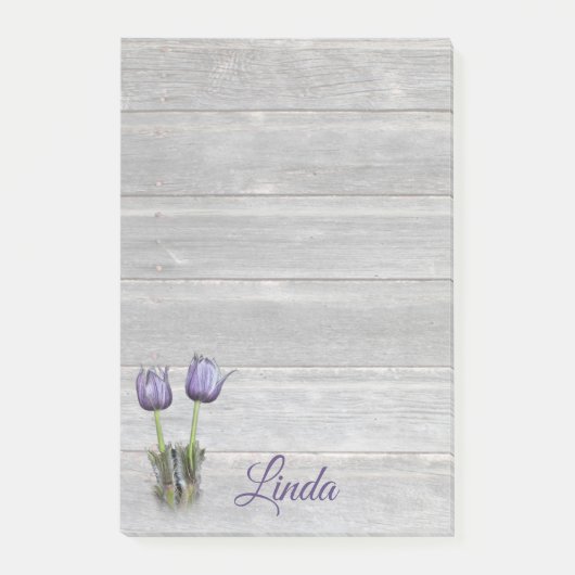Paars Crocus Weathered Wood Gepersonaliseerd Post-it® Notes (Voorkant)