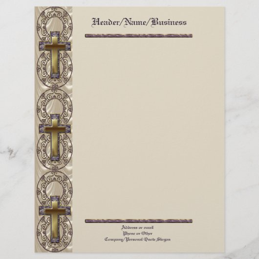 Paars Cross Letterhead Briefhoofd Sjabloon (Voorkant)