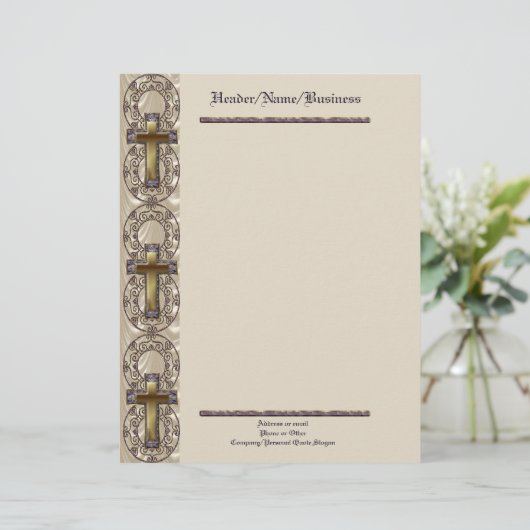 Paars Cross Letterhead Briefhoofd Sjabloon (Staand voorkant)