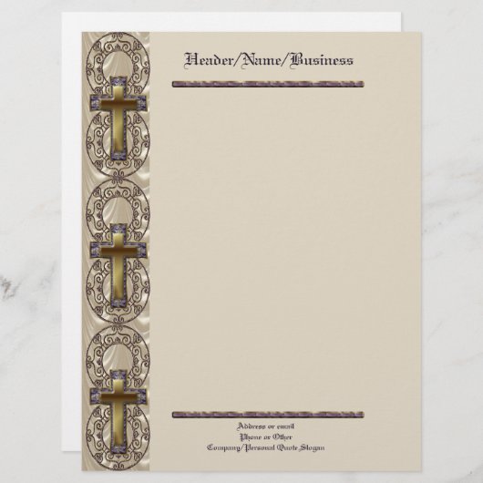 Paars Cross Letterhead Briefhoofd Sjabloon (Voorkant / Achterkant)
