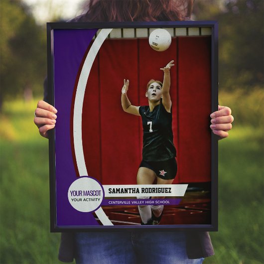 Paars Curved Lijst School Foto Poster