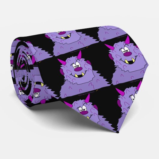 Paars Cute Monster Funny Novelty Stropdas voor Man (Opgerold)