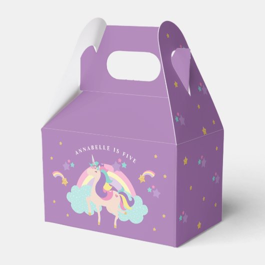 Paars | Cute Rainbow Unicorn, gepersonaliseerd Bedankdoosjes (Achterkant)