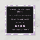 Paars Cute Spooky Ghost Pattern Hartelijk dank Vierkante Visitekaartje (Achterkant)