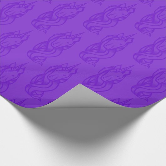 Paars Cute Unicorn Pattern Magical Cadeaupapier (Hoek)