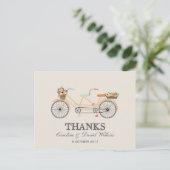 Paar's Cycle Wedding Dank u Briefkaart (Staand voorkant)