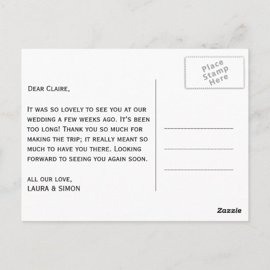 Paar's Cycle Wedding Dank u Briefkaart (Achterkant)