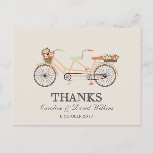 Paar's Cycle Wedding Dank u Briefkaart (Voorkant)