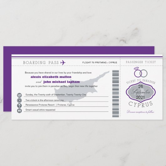 Paars-Cyprus uitnodiging tot inschrijving op het h (Voorkant / Achterkant)