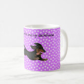 Paars Dachshund Coffee Mok Pauw Print Patroon (Voorkant rechts)