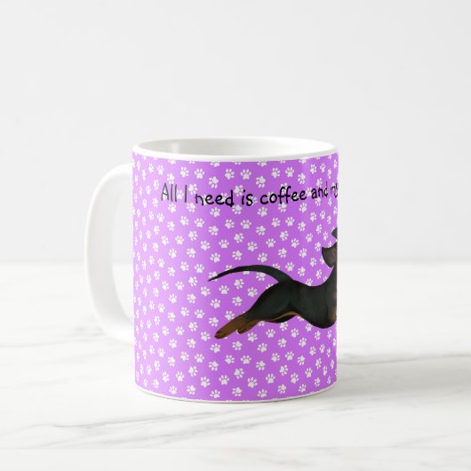 Paars Dachshund Coffee Mok Pauw Print Patroon (Voorkant links)