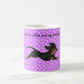 Paars Dachshund Coffee Mok Pauw Print Patroon (Center)