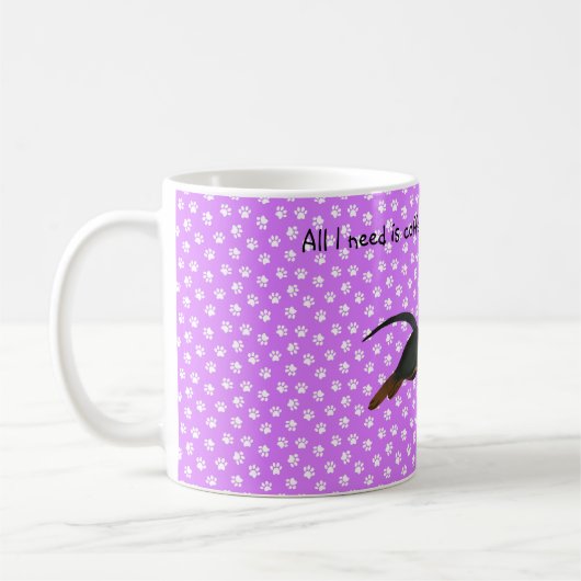 Paars Dachshund Coffee Mok Pauw Print Patroon (Links)