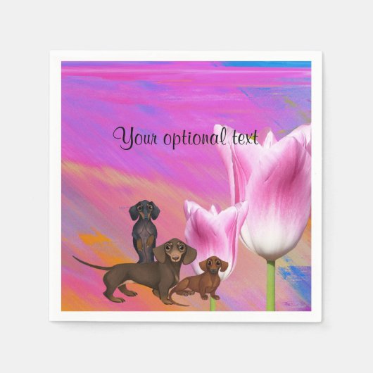 Paars Dachshund Paper Napkins Servetten (Voorkant)