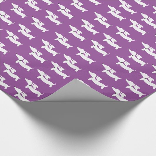 Paars Dachshund Wiener Dog Gift Wrap Papier (Hoek)