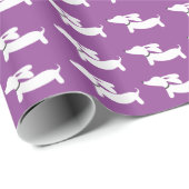 Paars Dachshund Wiener Dog Gift Wrap Papier (Rol Hoek)