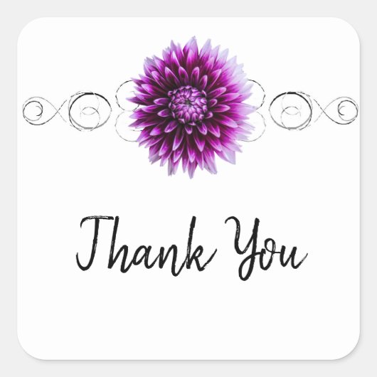 Paars Dahlia Dank u Sticker (Voorkant)
