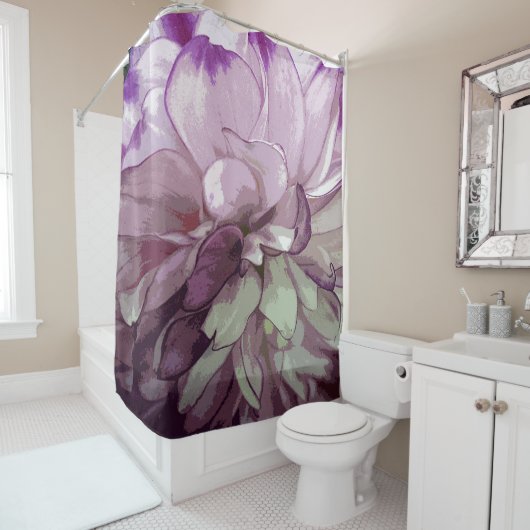 Paars Dahlia Design Shower Curtain Douchegordijn (In situ)
