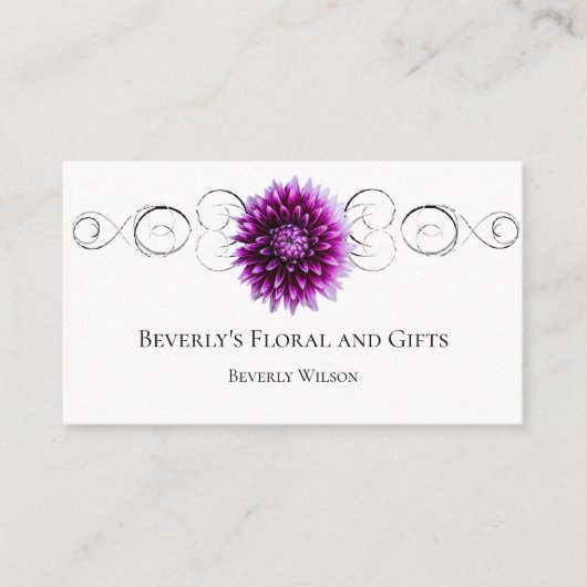 Paars Dahlia Floral Shop Visitekaartje (Voorkant)
