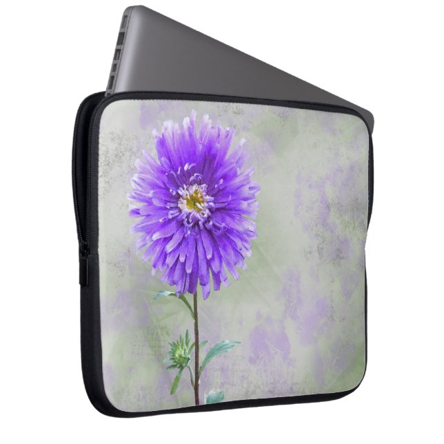 Paars Dahlia Laptop Sleeve (Voorkant Rechts)