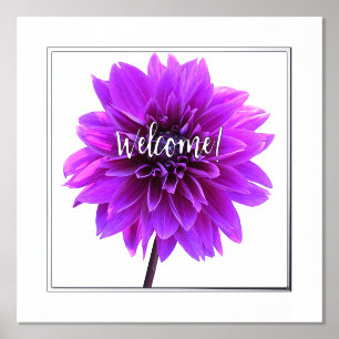 Paars Dahlia met Folie Welkom & Edge Print Poster
