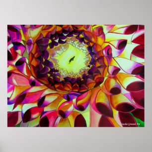 Paars Dahlia, origineel schilderij van poppen Poster
